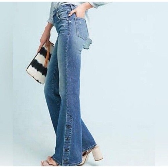 Anthropologie Pilcro Letterpress High Rise Bootcut Button Leg Jeans Sz 30 - Picture 2 of 14